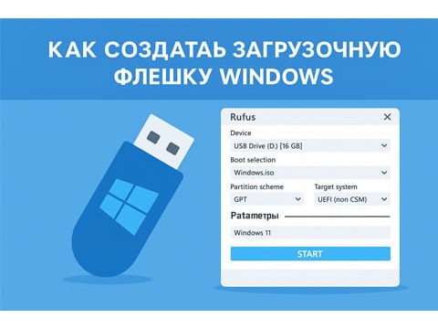 Как создать загрузочную флешку Windows с помощью Rufus?