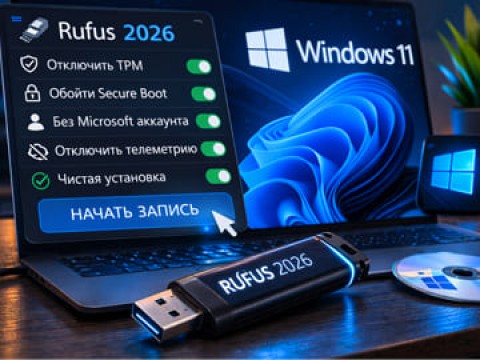 Rufus 2026: создание загрузочной флешки Windows 11 без ограничений