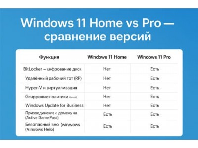 Windows 11 Home и Pro — отличия и сравнение версий
