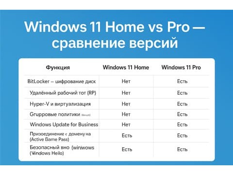 Windows 11 Home и Pro сравнение версий